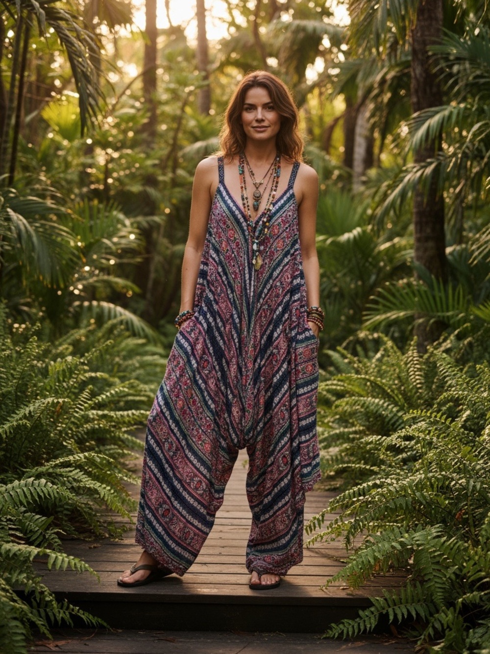 Angie Bohemian Multicolor Jumpsuit Size M
